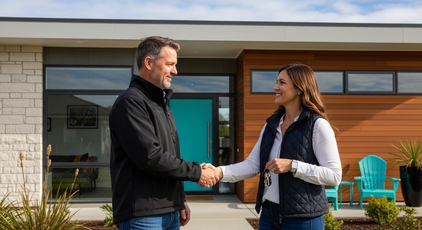 A homeowner and advisor shaking hands